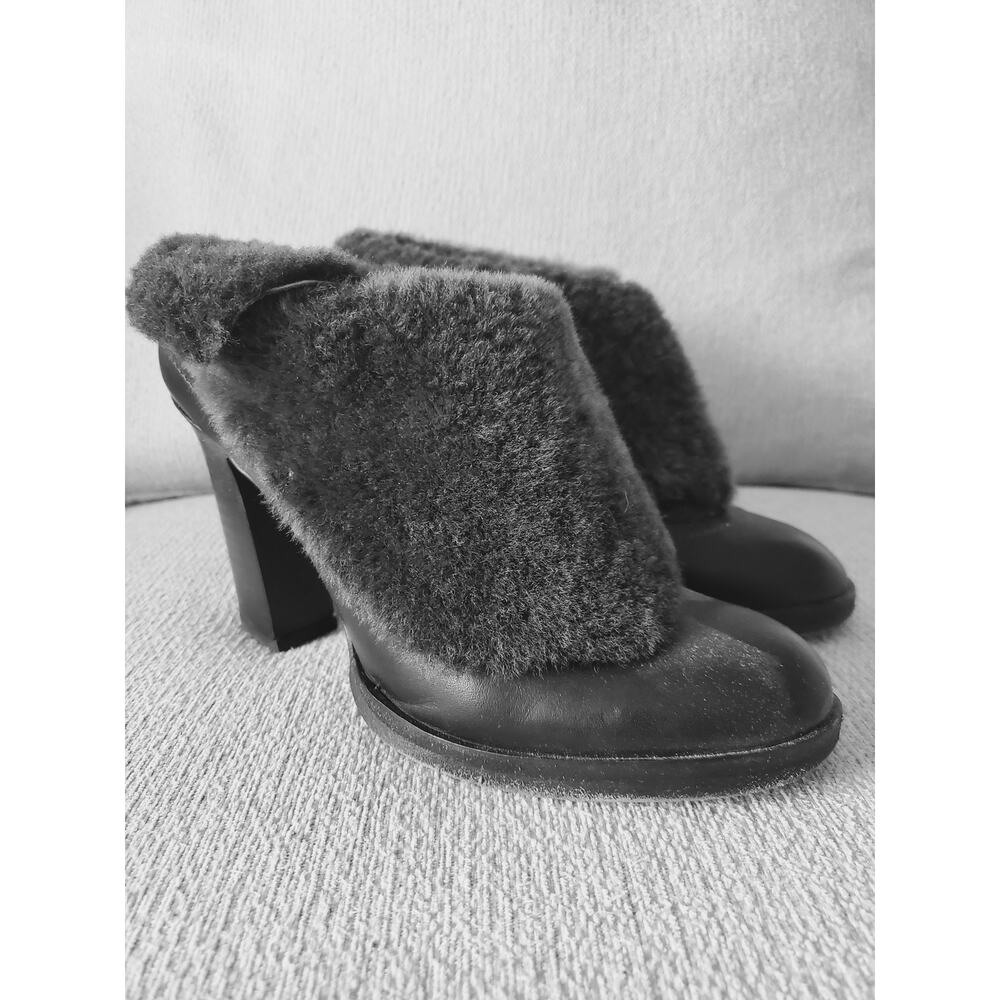 Rag & Bone Black Shearling High Heels Mules Clogs Slip On Shoes Womens 39.5